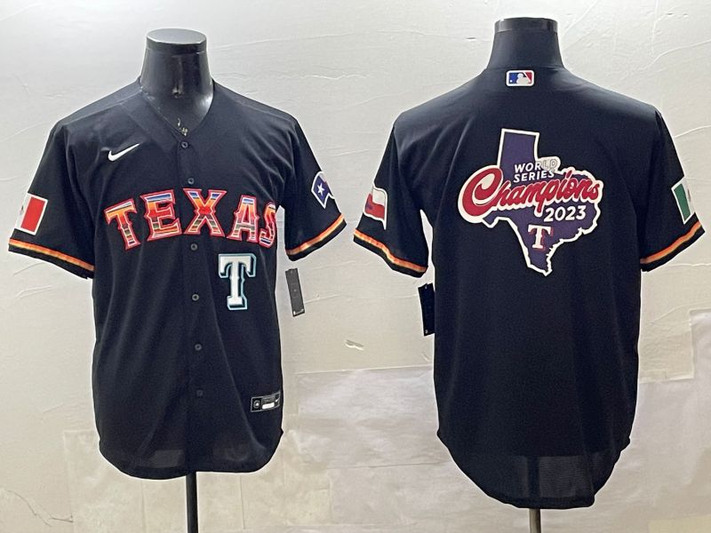 Men Texas Rangers Blank Black Mexico Game 2025 Nike MLB Jersey style 7->texas rangers->MLB Jersey